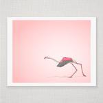 Pink Running Flamingo - Illustrated Print - 8 X 10..