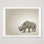 Brown Rhino - Illustrated Print - 8 X 10 Archival..