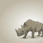 Brown Rhino - Illustrated Print - 8 X 10 Archival..