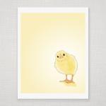 Spring Yellow Baby Chick - Illustrated Print - 8 X..
