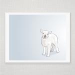 Spring Lamb - Baby Sheep On Blue - Illustrated..