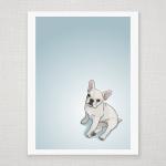 White French Bulldog Puppy - Blue Illustrated..