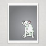 Mini English Bulldog Portrait - Gray Illustrated..