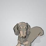 Mini Dauschund Dog Portrait - Gray Digitally..