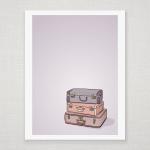 Stack Of Suitcases - Purple Illustration - 5 X 7..