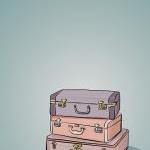 Stack Of Suitcases - Purple Illustration - 5 X 7..