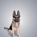 German Shepherd Dog Portrait - Illustrated Print -..