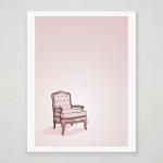 Pink Vintage Chair - Illustrated Print - 5 X 7..