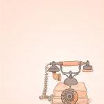 Coral Pink Vintage Phone - Illustration - 8 X 10..