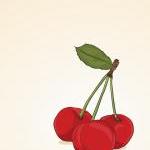 Three Red Cherries - Illustrated Print - 8 X 10..