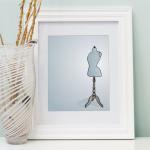 Blue Dress Form - Digitally Illustrated - 8 X 10..