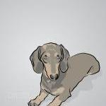 Mini Dauschund Dog Portrait - Gray Digitally..