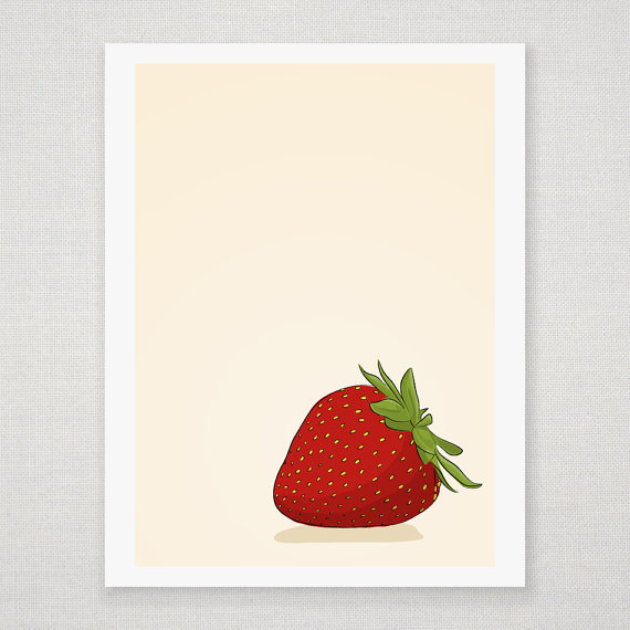 Red Strawberry - Illustrated Print - 8 X 10 Archival Matte