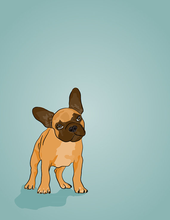 French Bulldog Puppy Portrait - Illustration - 5 X 7 Matte Print