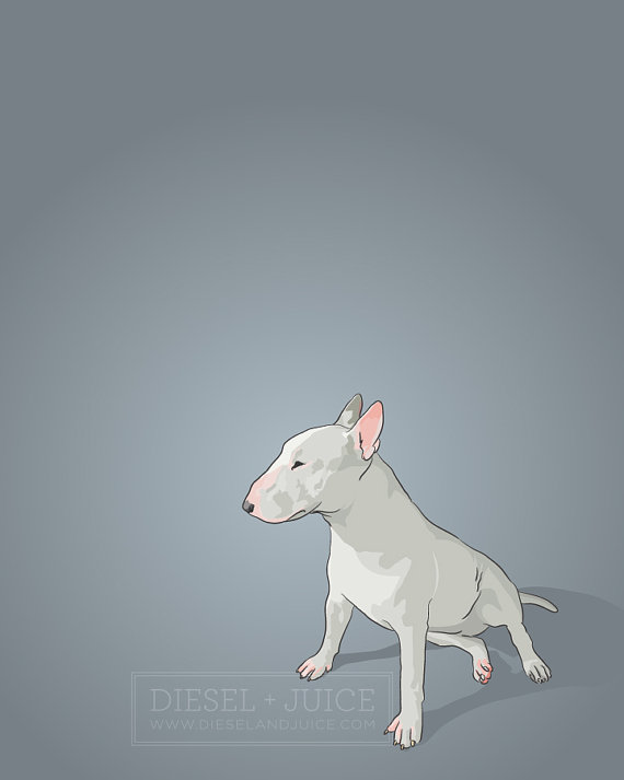 Zoey The Bull Terrier - Illustration - 8 X 10 Archival Matte Print