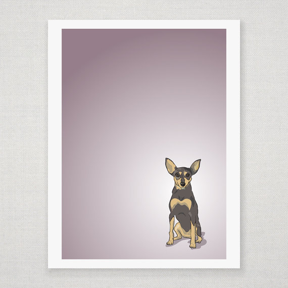 Chili The Mini Pinscher - Dog Illustration - 5 X 7 Print
