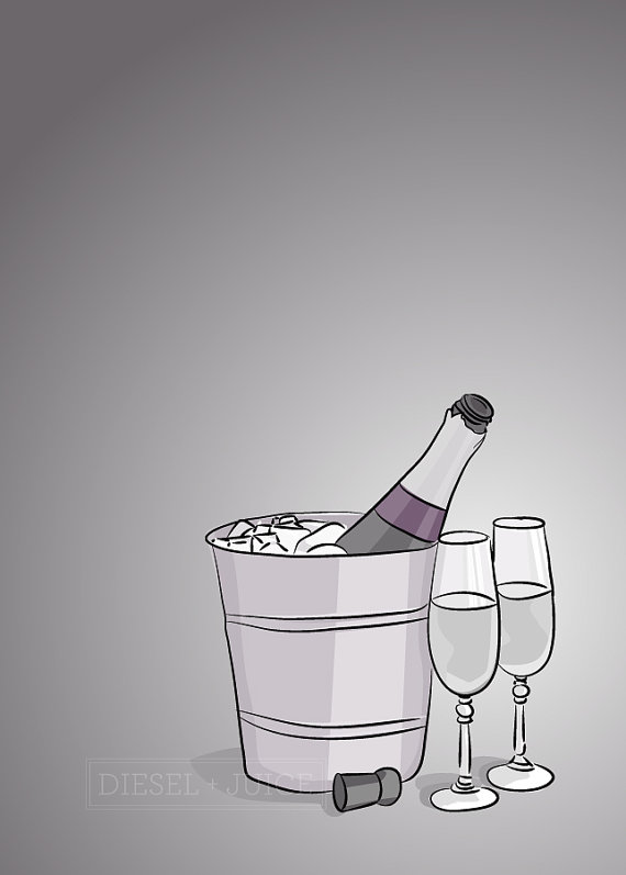 Purple Champagne - Illustrated Print - 8 X 10 Archival Matte