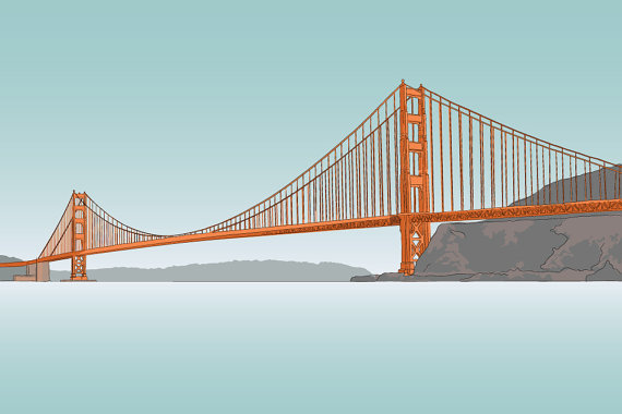 Golden Gate Bridge - Illustration - 8 X 10 Matte Print