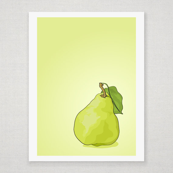 Green Pear - Illustrated Print - 8 X 10 Archival Matte
